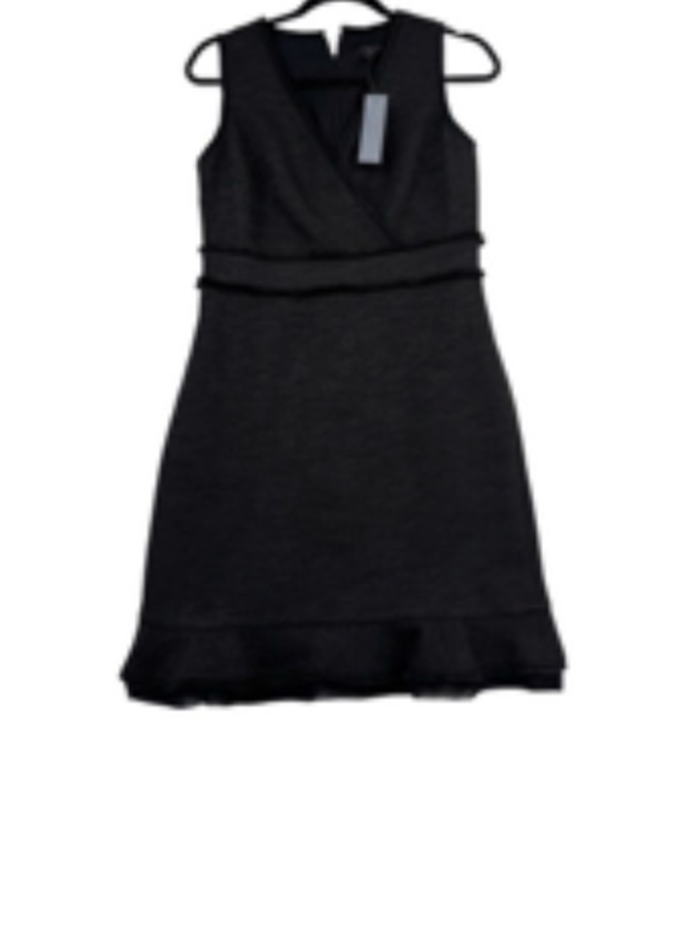 Ann Taylor NWT Black Tweed Surplice Sheath Dress Ruffle Lace Hem 2P - Picture 8 of 13